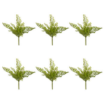 6PK E Style Fern Maiden Hair Artificial Plant Stem Plastic Green 20x12x20cm