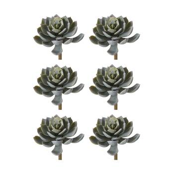 6PK E Style Echeveria Elegant Stem Artificial Succulent Wire Green 10x10x15cm