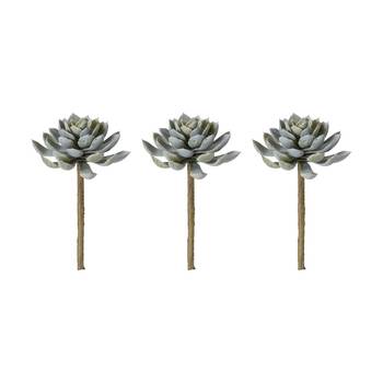 3PK E Style Echeveria Elegant Stem Artificial Succulent Plastic Green 12x12x18cm