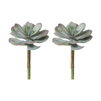 2PK E Style Echeveria Prince Stem Artificial Succulent Plastic Wire Green Red