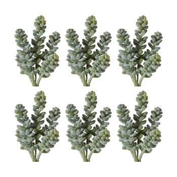 6PK E Style Bell Sedum Pick Artificial Succulent Stem Wire Green Red 7x7x15cm