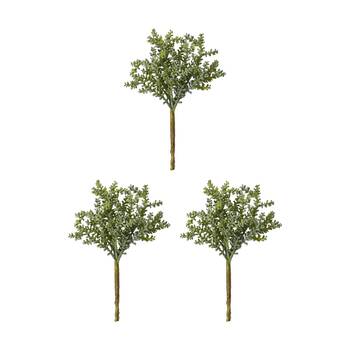 3PK E Style Senecio Stem Artificial Plant Plastic Wire Green 12x12x19cm