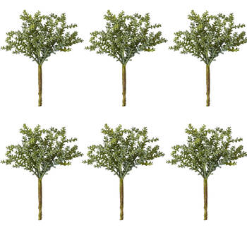 6PK E Style Senecio Stem Artificial Plant Plastic Wire Green 12x12x19cm