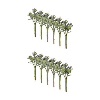 12PK E Style Sedum Nevii Pick Artificial Succulent Stem Plastic Sage 10x10x17cm