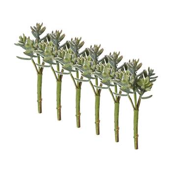 6PK E Style Sedum Nevii Pick Artificial Succulent Stem Plastic Sage 10x10x17cm