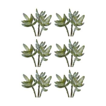 6PK E Style Sedum Nevii Stem Artificial Succulent Plastic Wire Sage 12x12x23cm