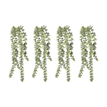4PK E Style String Of Pearls Artificial Plant Stem Plastic Wire Grey Green 42cm
