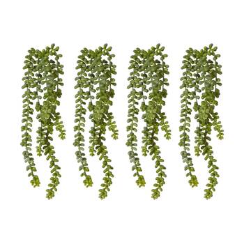 4PK E Style String Of Pearls Artificial Plant Stem Green Plastic Wire 42cm
