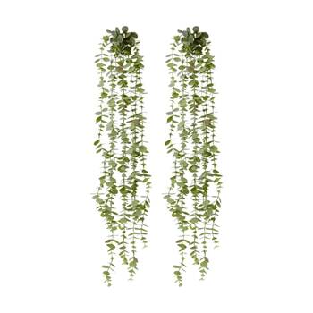 2PK E Style Coin Leaf Hanging Bush Artificial Plant Plastic Wire 81cm