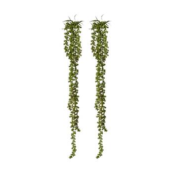 2PK E Style String Of Pearls Hanging Plant Lifelike Artificial Green 8x8x71cm