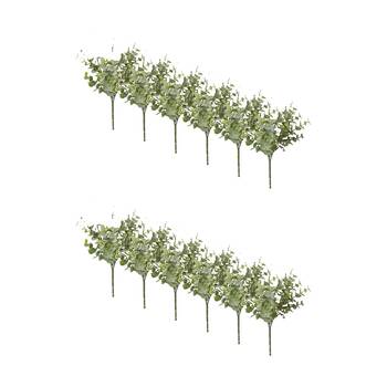 12PK E Style Eucalyptus Bush Artificial Indoor Plant Durable Green 15x15x24cm
