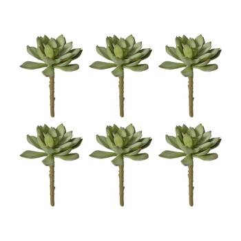 6PK E Style Echeveria Stem Artificial Plant Indoor Decoration Green 11x11x14cm