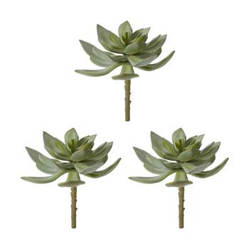 3PK E Style Echeveria Stem Lifelike Artificial Plant Indoor Green 17x17x15cm