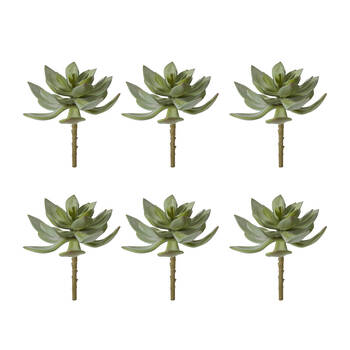 6PK E Style Echeveria Stem Lifelike Artificial Plant Indoor Green 17x17x15cm
