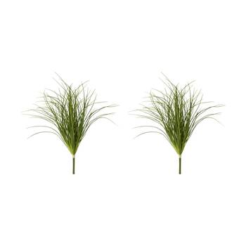 2PK E Style Grass Tussock Plant Green Lifelike Artificial Indoor 55x55x65cm