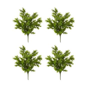 4PK E Style Tea Leaf Bush Plastic Wire Indoor Plant Decor Green 30x30x41cm