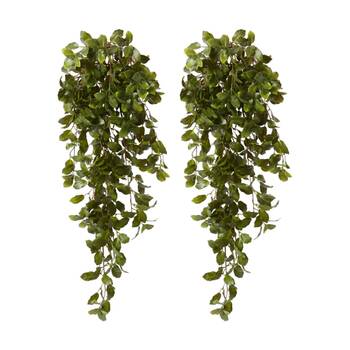 2PK E Style Fittonia Leaf Bush Outdoor Plastic Wire Exterior Green 50x40x89cm