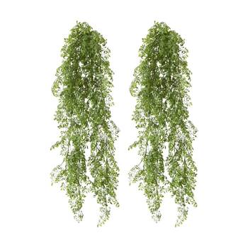 2PK E Style Rue Hanging Bush Plastic Wire Green Interior Plant 24x16x89cm