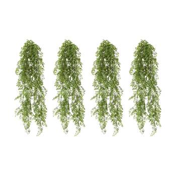 4PK E Style Rue Hanging Bush Plastic Wire Green Interior Plant 24x16x89cm
