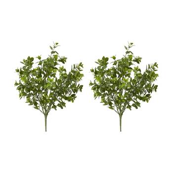 2PK E Style Jasmin Budding Bush Plastic Wire Indoor Plant White Green 28x28x44cm