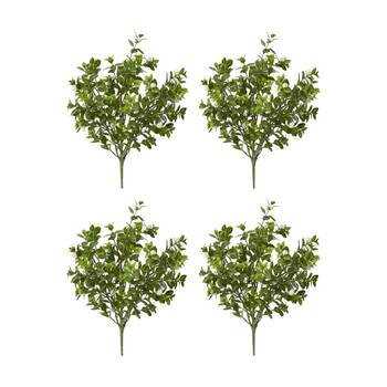 4PK E Style Jasmin Budding Bush Plastic Wire Indoor Plant White Green 28x28x44cm