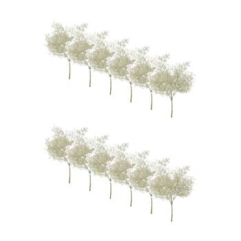 12PK E Style Airplant Bush Plastic Wire Interior Plant Grey Green 24x24x37cm
