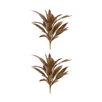 2PK E Style Dracaena Bush Plastic Fabric Wire Indoor Plant Red Green 40x45x48cm