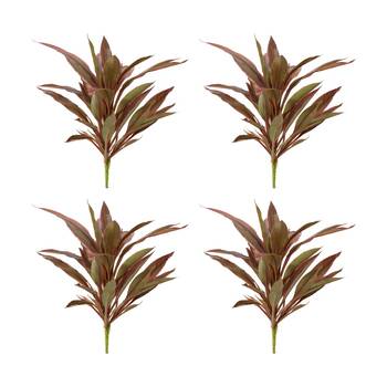4PK E Style Dracaena Bush Plastic Fabric Wire Indoor Plant Red Green 40x45x48cm