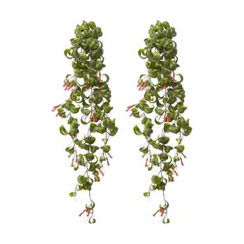 2PK E Style Indian Hoya Hanging Bush Artificial Plant Green Red 30x30x47cm