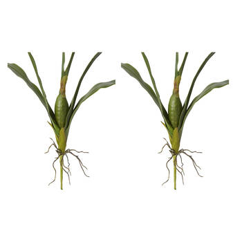 2PK E Style Orchid Oncidium Leaf Artificial Plant Indoor Use Green 17x44x72cm