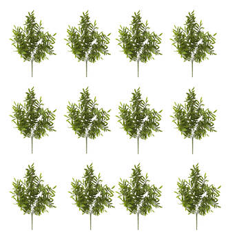 12PK E Style Locust Bush Artificial Plant Indoor Decor Use Green 30x30x48cm