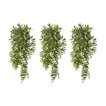 3PK E Style Locust Hanging Bush Green Artificial Plant Indoor Use 30x20x80cm