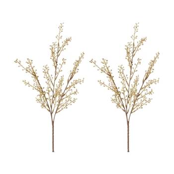 2PK E Style Willow Mini Bush Plastic Fabric Wire Plant Decor Natural 25x10x48cm