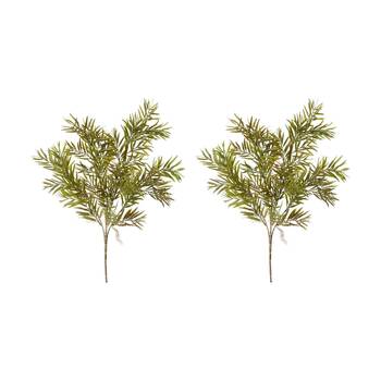 2PK E Style Grevillia Bush Plastic Fabric Wire Plant Green Brown 35x35x60cm