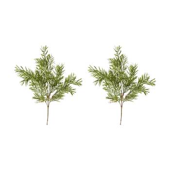 2PK E Style Grevillia Bush Plastic Fabric Wire Plant Decor Green 35x35x60cm