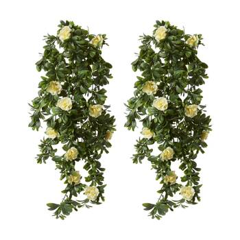 2PK E Style Begonia Outdoor Hanging Plant PE PVC Material White 40x20x89cm