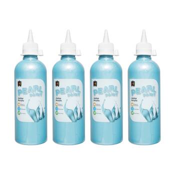 4PK Educational Colours Pearl Paint Junior Student Acrylic Blue 500ml
