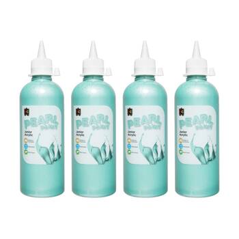 4PK Educational Colours Pearl Paint Junior Student Acrylic Green 500ml