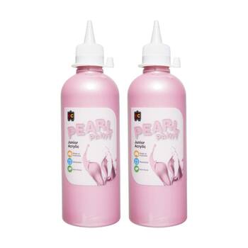 2PK Educational Colours Pearl Paint Junior Student Acrylic Pink 500ml
