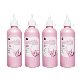 4PK Educational Colours Pearl Paint Junior Student Acrylic Pink 500ml