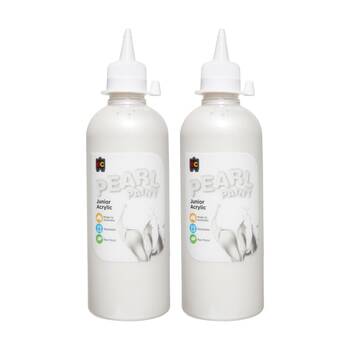 2PK Educational Colours Pearl Paint Junior Student Acrylic White 500ml