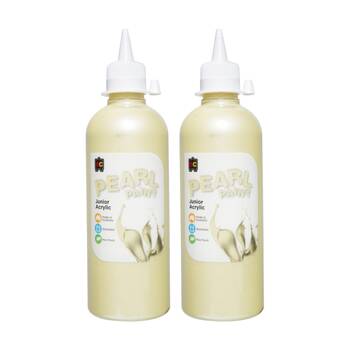 2PK Educational Colours Pearl Paint Junior Student Acrylic Yellow 500ml