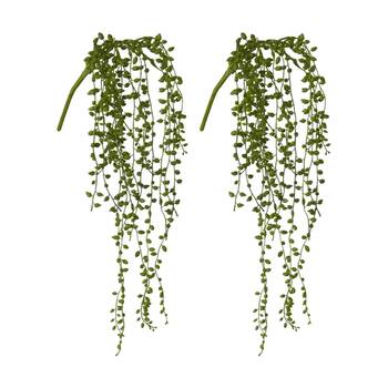 2PK E Style String Of Pearls Hanging Plant Plastic Wire Green 13x7x49cm