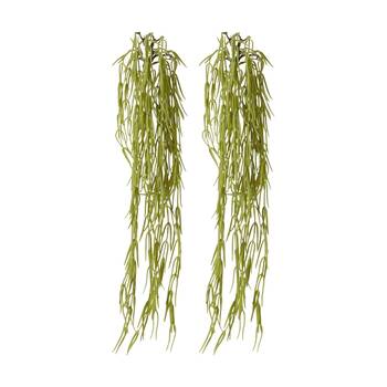 2PK E Style Wax Vine Hanging Plant Plastic Wire Decor Grey Green 20x7x53cm