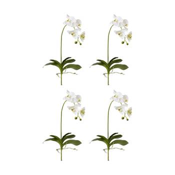 4PK E Style Phalaenopsis Deluxe Plant Artificial Indoor White Green 33x24x75cm