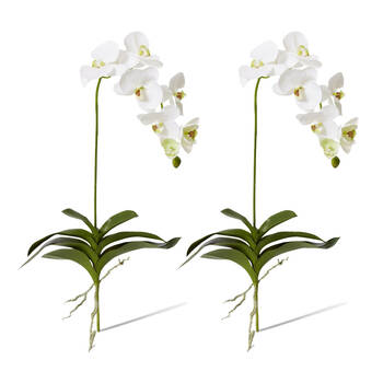 2PK E Style Phalaenopsis Deluxe Plant Artificial Indoor White Green 42x22x89cm