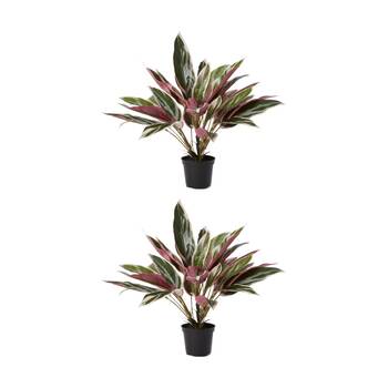 2PK E Style Cordyline Potted Plant Artificial Indoor Pink Green 40x40x45cm
