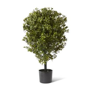 E Style Topiary Hazel Leaf Potted Outdoor Artificial Wire Green 46x46x91cm