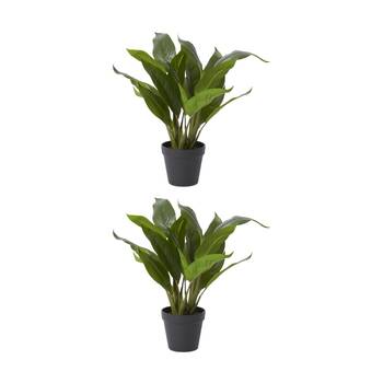 2PK E Style Lily Peace Plant Potted Plastic Fabric Wire Green 38x36x47cm