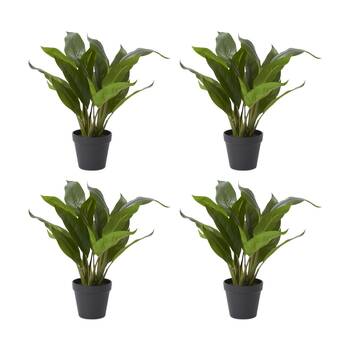 4PK E Style Lily Peace Plant Potted Plastic Fabric Wire Green 38x36x47cm